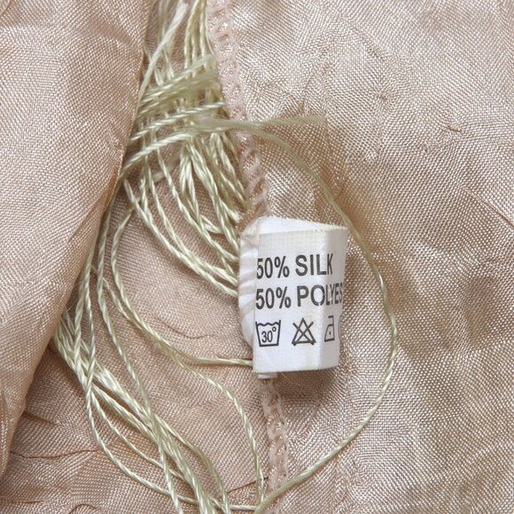 Silk Blend Textured Scarf Shawl Wrap Tassels Gold Yellow - Picture 6 of 8